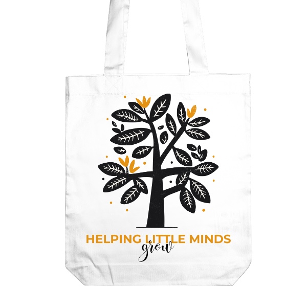 Taška z bio bavlny s potlačou Dárek pro učitele Helping Little Minds Grow