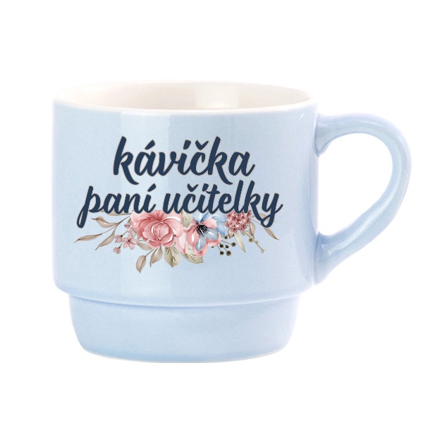 Dárek pro učitelku kávička paní učitelky s květinami