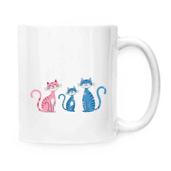 Hrnek malý bílý s potiskem Dárková sada tři kočky3