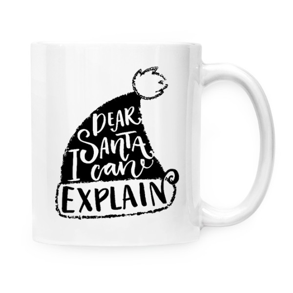 Hrnek malý bílý s potiskem Dear Santa, I can explain