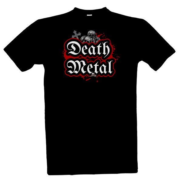 Tričko s potiskem Death Metal a lebky červený nápis