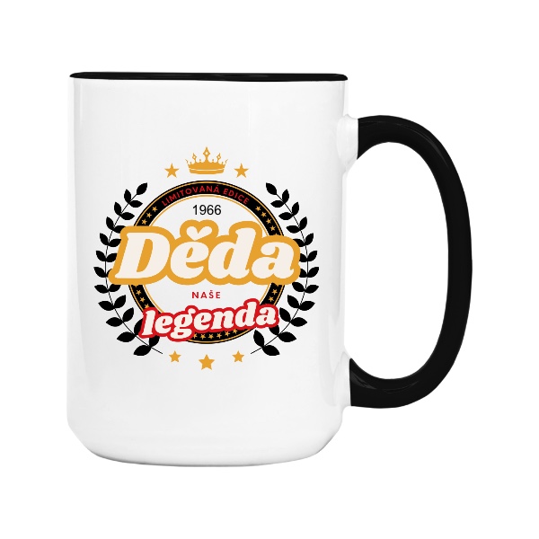 Mug big colourful s potiskem Děda naše legenda u upravitelným rokem