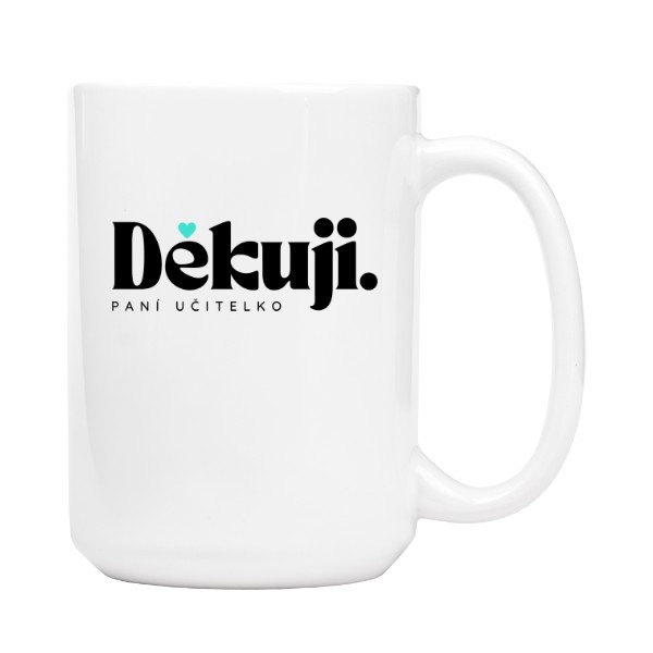 Děkuji paní učitelko s tyrkysovým srdíčkem a jménem a třídou