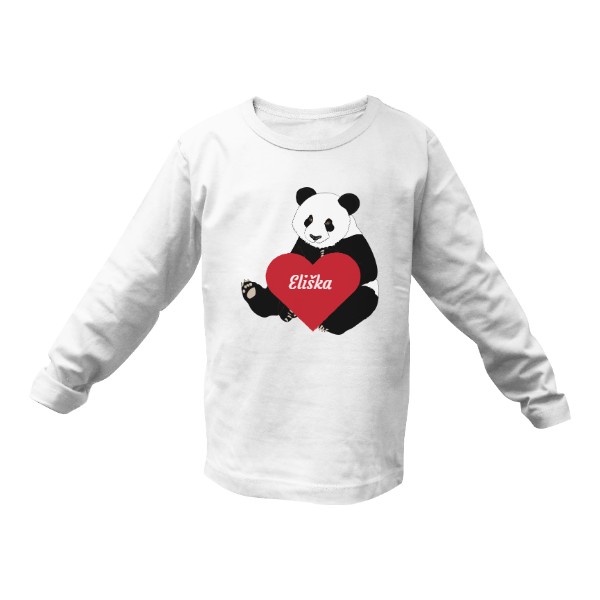 Tričko s potiskem Dětské tričko dlouhé - Panda srdce se jménem