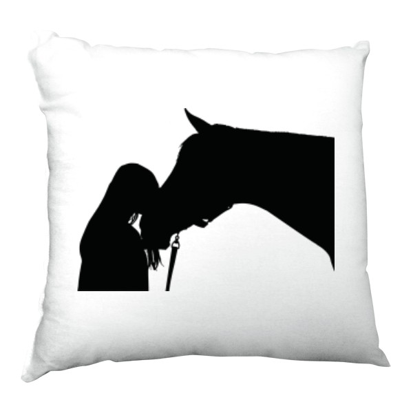 Polštář saténový s potiskem Dívka a kůň