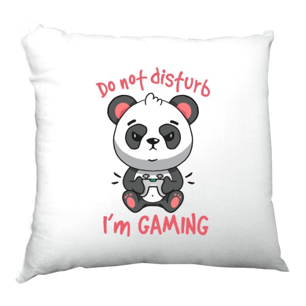 Polštář saténový s potiskem Do not disturb, Im gaming