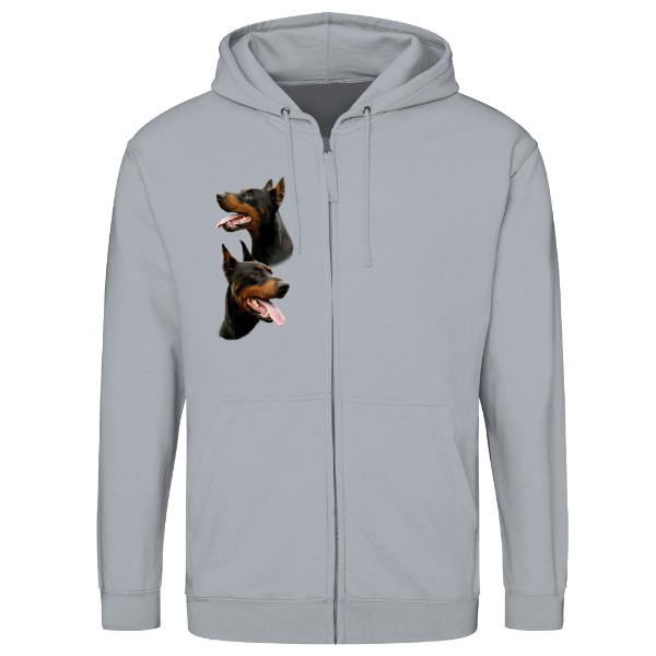 Mikina na zip unisex s potiskem Dobrman