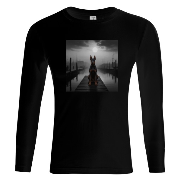 Tričko s potiskem Dobrman u vody 