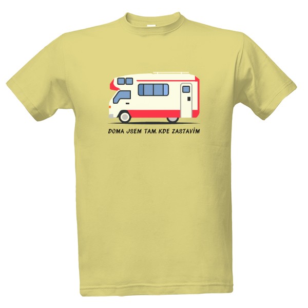 Tričko s potiskem Doma jsem tam kde zastavím