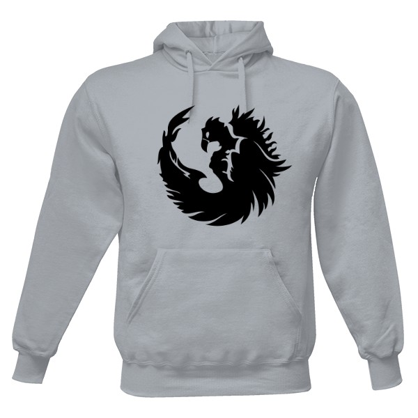 Pánská mikina s kapucí s potiskem Dragon spirit šedá