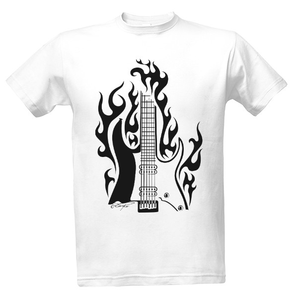 Kresba hořící kytary