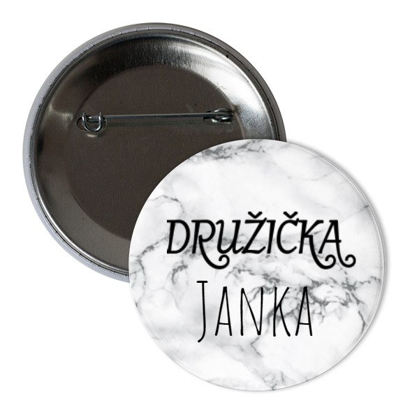 Odznáček  s potiskem Družička se jménem 