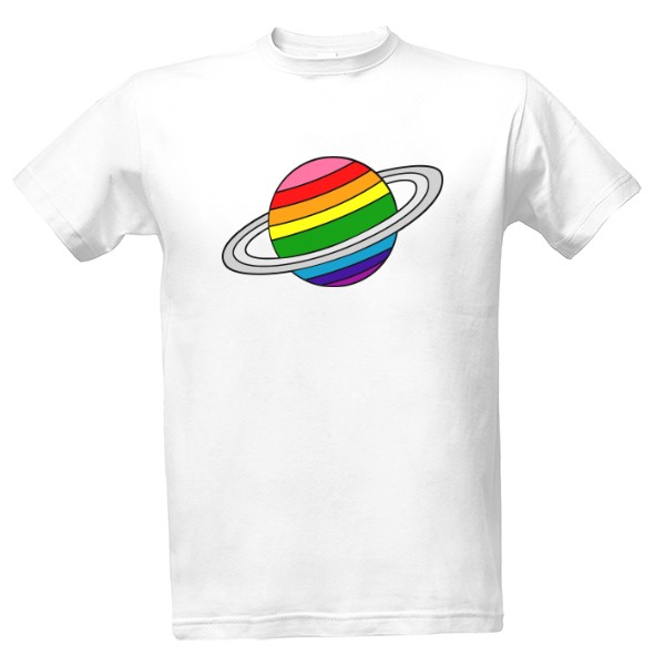 Tričko s potiskem Duhový Saturn na tričku