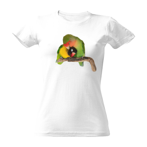 Tričko s potiskem Dva Mazlící se papoušci Agapornis