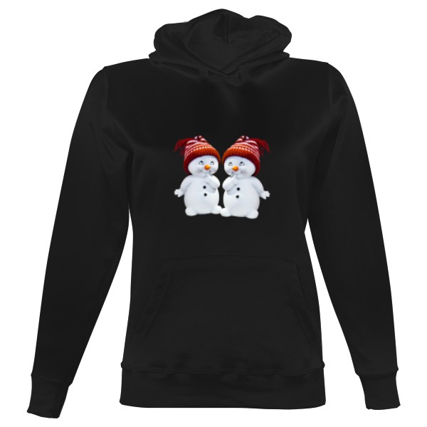 Dámská mikina s kapucí s potiskem Sněhuláci