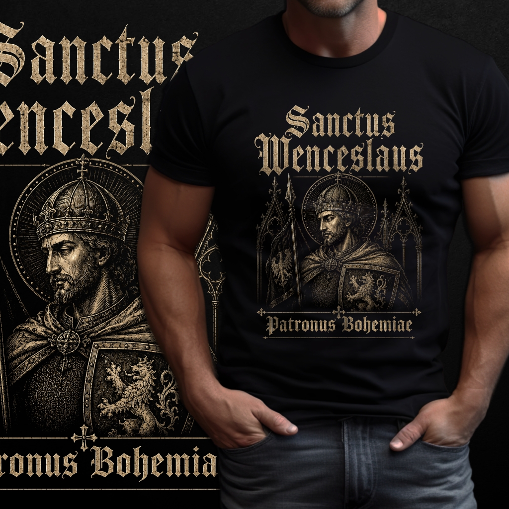 Tričko s potiskem Sanctus Wenceslaus - Patronus Bohemiae