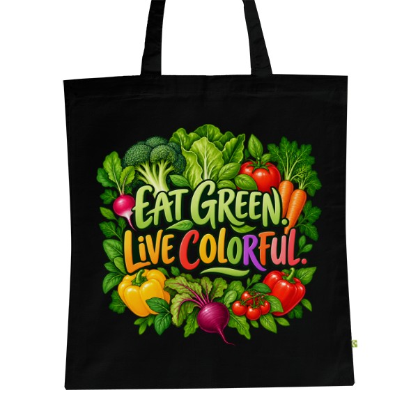 BIO platená taška s potlačou Eat Green Live Colorful