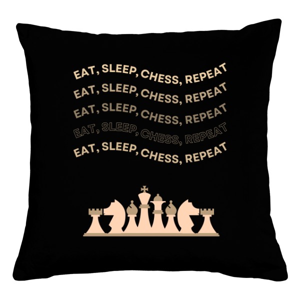 Pillow cotton s potiskem Eat, sleep, chess, opakuj