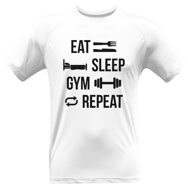 Pánské funkční tričko Premium s potiskem Eat sleep gym