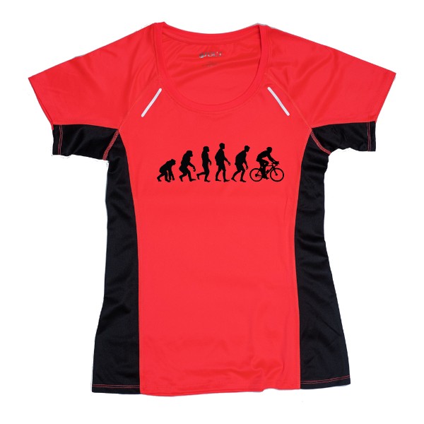 Dámské sportovní tričko s potiskem Evoluce cyklista