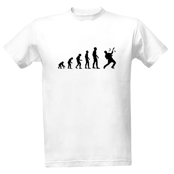 Tričko s potiskem Evoluce kytarista hraje