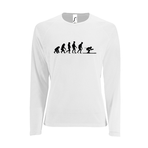 Dámské funkční tričko long s potiskem Evoluce lyžař