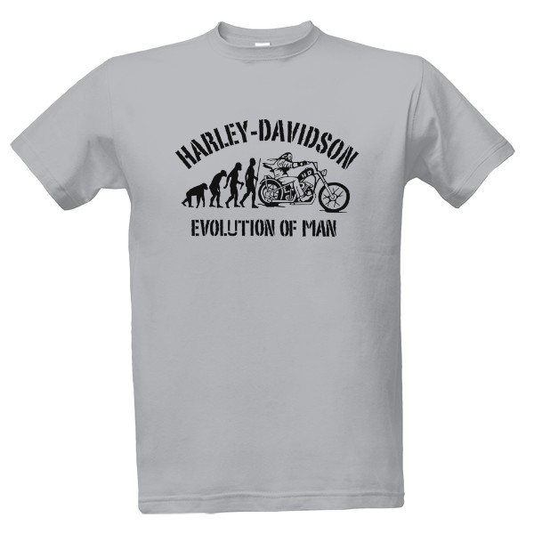 Tričko s potiskem Evoluce motorkář harley