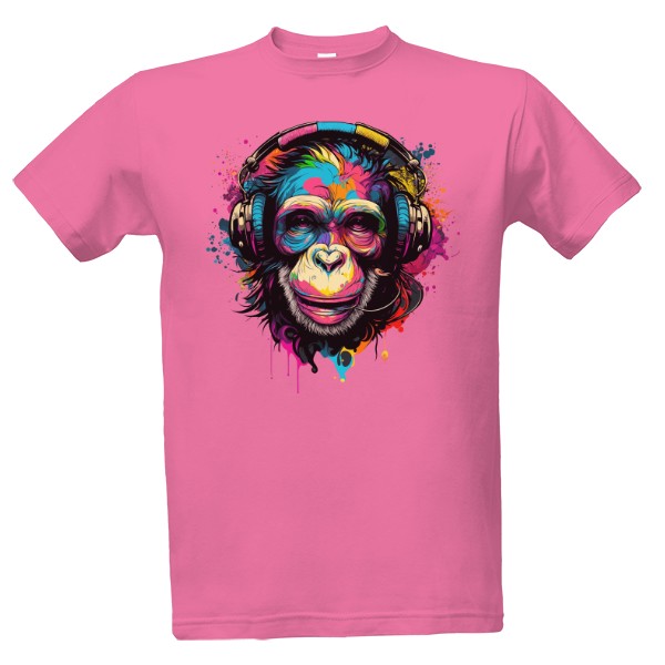Farebná opice so slúchadlami