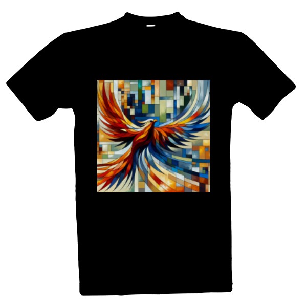 Tričko s potiskem Fénix kubismus