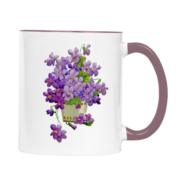 Hrnek malý barevný s potiskem Fialky