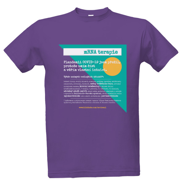 Tričko s potiskem Fialové tričko mRNA terapie - intuice