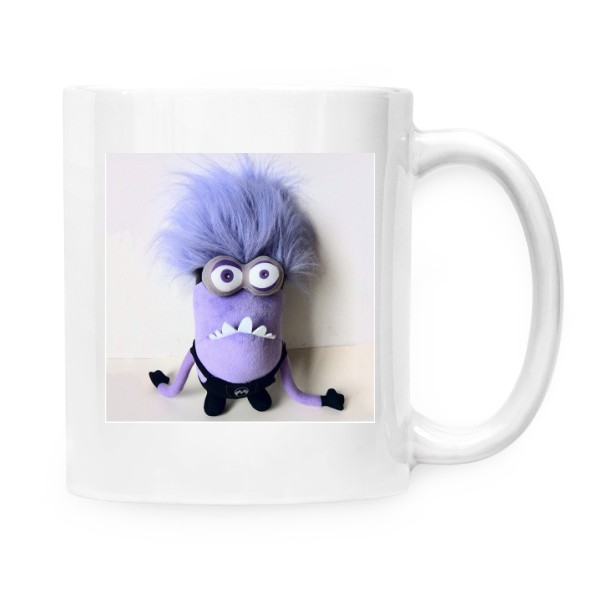 Hrnek malý bílý s potiskem Fialový mimoň