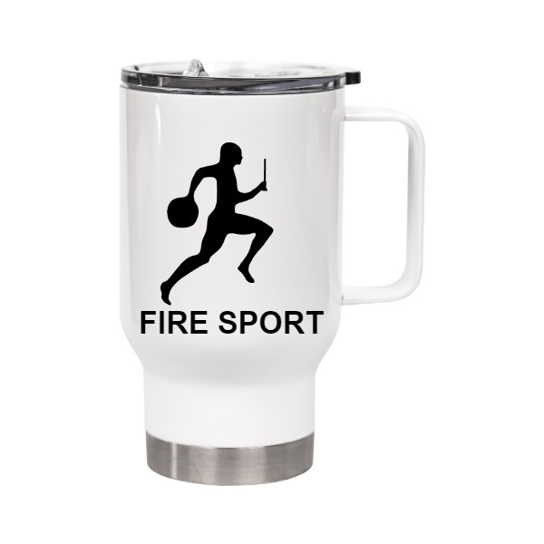Cestovní termohrnek s uchem s potiskem Fire sport termo hrnek