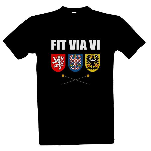 Tričko s potiskem FIT VIA VI - státní znaky a žlutý špendlík