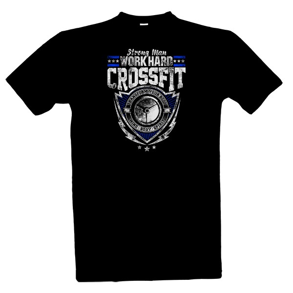 Tričko s potiskem Fitness Crossfit-Pánská verze Blue