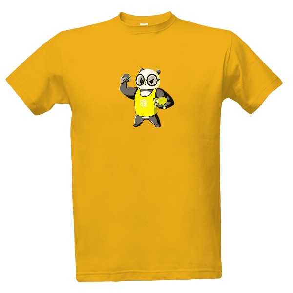 Tričko s potiskem fitness vědec žlutý
