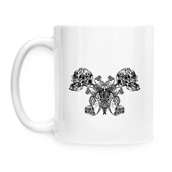 Cup white s potiskem Flower from skulls