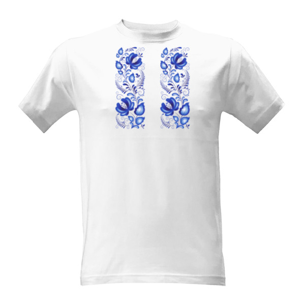 Tričko s potiskem folklor, modrotisk, ornament