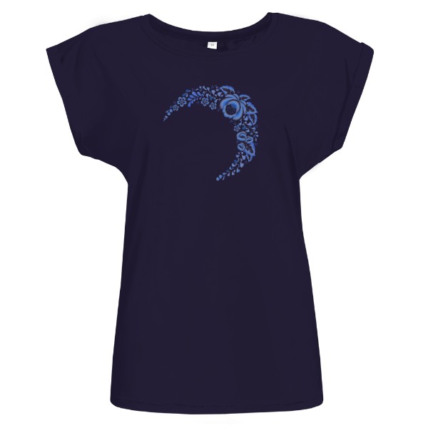 BIO platená taška s potlačou Folklór modrý