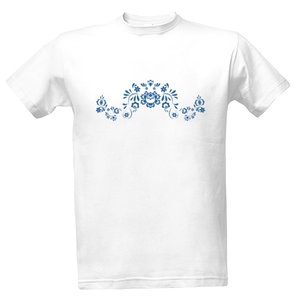 folklór motiv modrá T-shirt