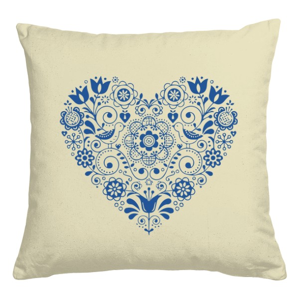 Pillow cotton s potiskem folklór motiv srdce