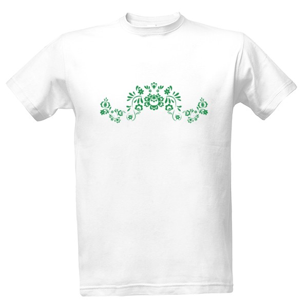 folklór motiv zelená T-shirt