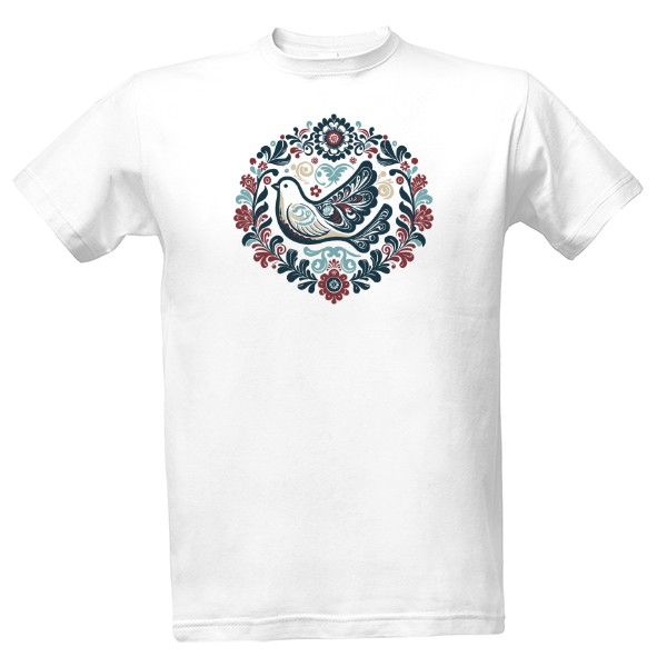 Tričko s potlačou Folklórna holubica – symbol mieru a tradície