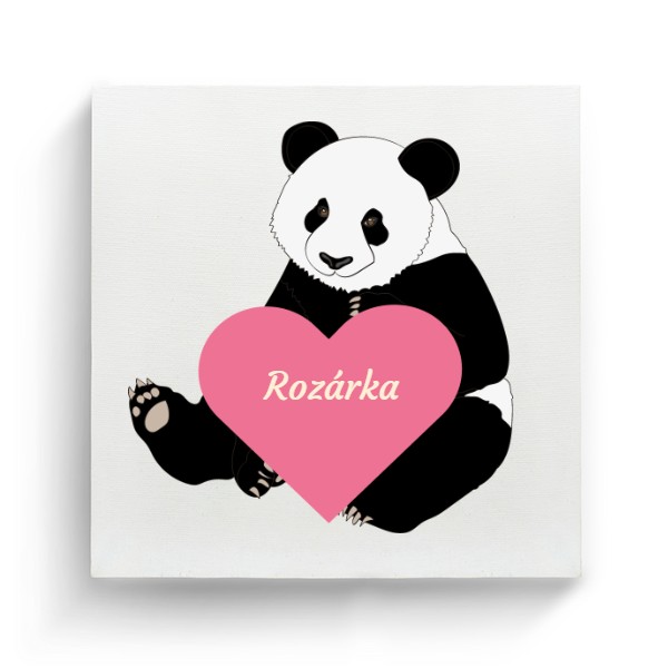Fotoplátno - Panda růžové srdce - se jménem