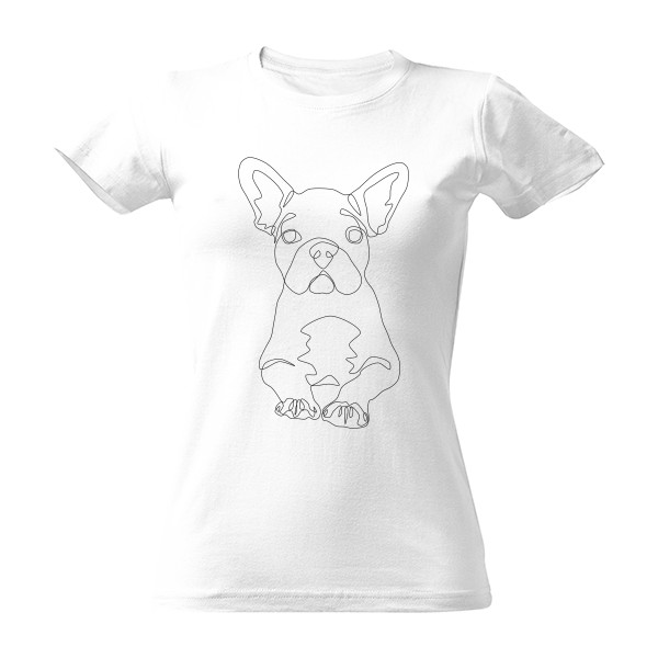 French bulldog line art black T-shirt