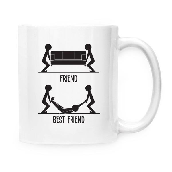 Hrnček malý biely s potlačou Friend vs bestfriend