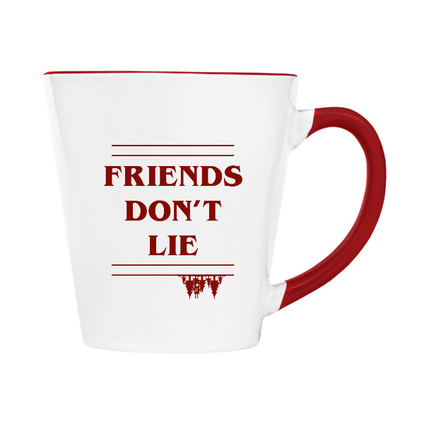 Hrnček kónický farebný s potlačou Friends don't lie hrnek