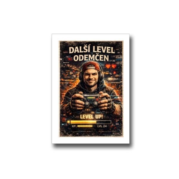 Přáníčko s potiskem gamer metal