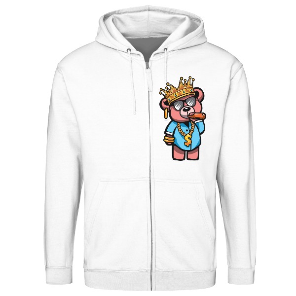 Mikina na zip unisex s potiskem Gangster Medvěd Rap