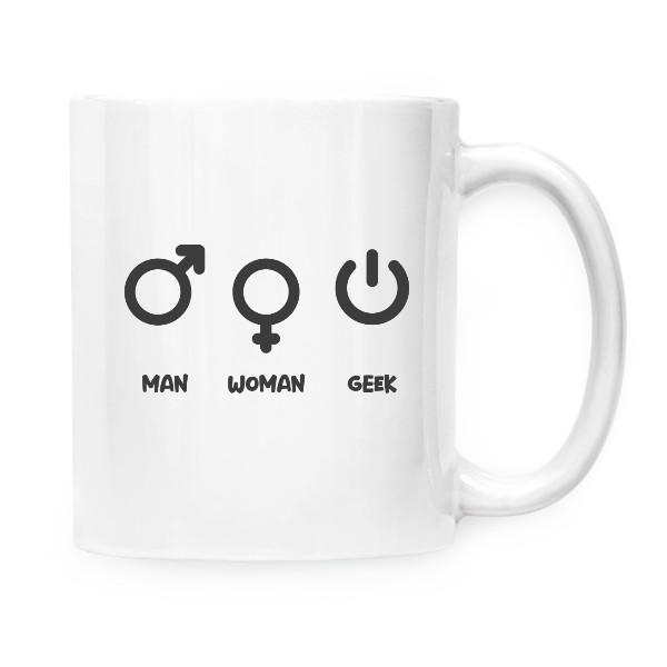 Hrnek malý bílý s potiskem Geek